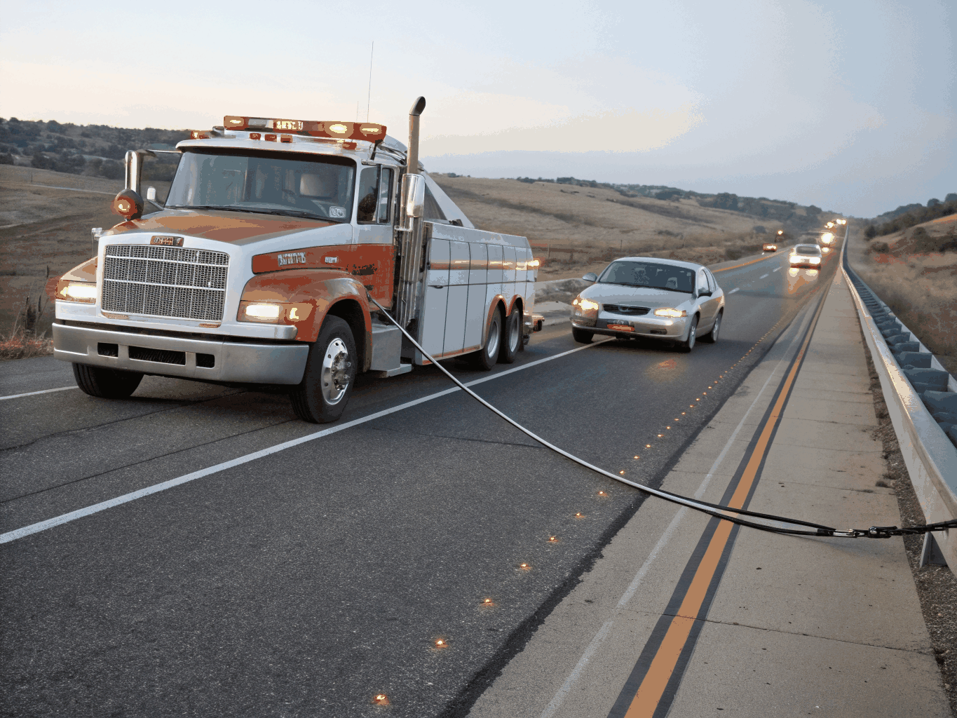 Accident recovery vehicle clearing collision site